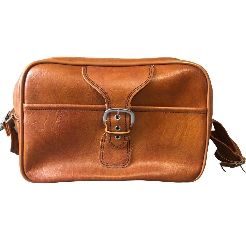 Vintage Vinyl Shoulder Bag Carry On Brown